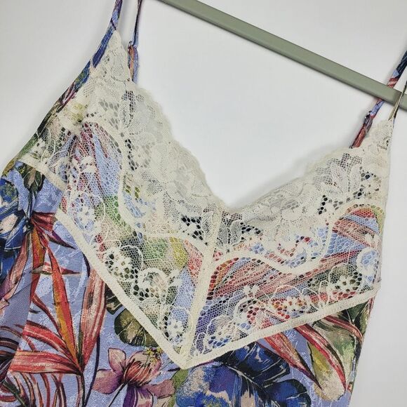 ALLEN SCHWARTZ Anabella Sky Cami Peach Salmon Lace Spaghetti Strap Blouse Top XS - Picture 4 of 7